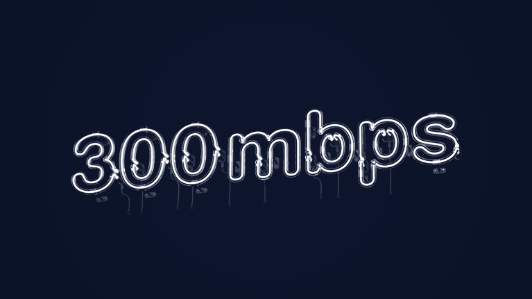 300 mbps neon sign graphic